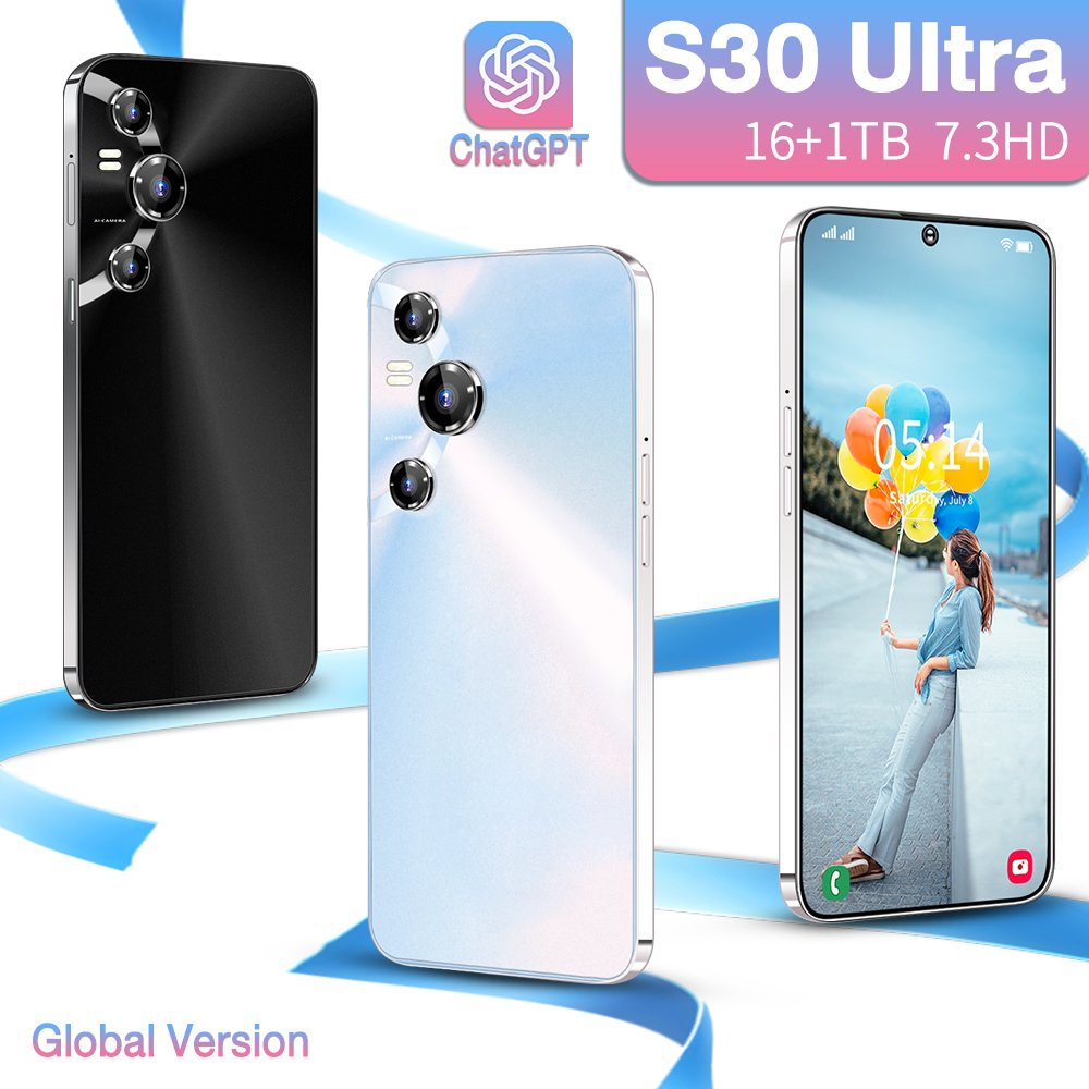 Best selling 16GB+1TB Android 13 Mobile phone 7.3 Inch S30 Ultra 5g smartphone NETWORK Full Display 3g&4g smartphone